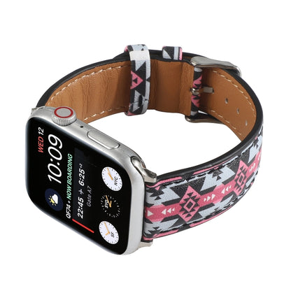 Marble Ethnic Style Printed Leather Watch Band For Apple Watch Ultra 49mm&Watch Ultra 2 49mm / Series 9&8&7 45mm / SE 3&SE 2&6&SE&5&4 44mm / 3&2&1 42mm(Black Pink Ethnic Style) by bashfashion