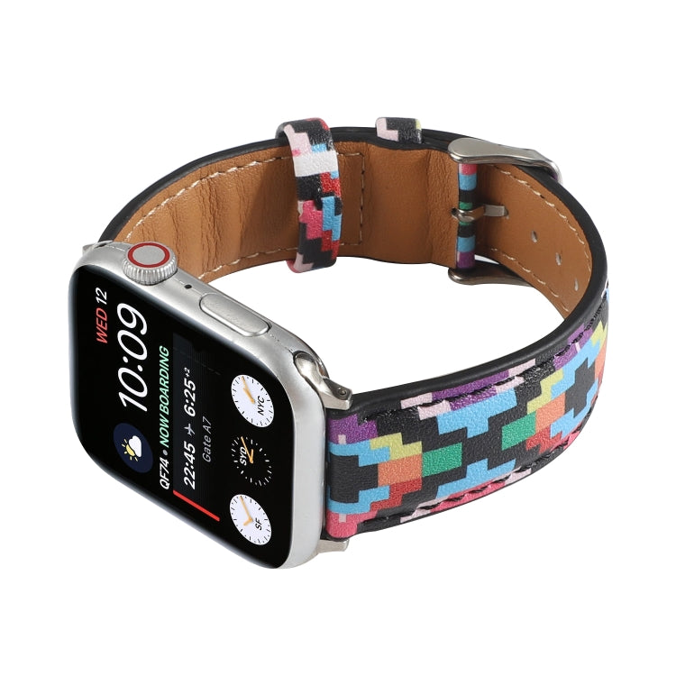 Marble Ethnic Style Printed Leather Watch Band For Apple Watch Series 9&8&7 41mm / SE 3&SE 2&6&SE&5&4 40mm / 3&2&1 38mm(Print Digital) by bashfashion