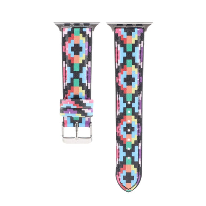Marble Ethnic Style Printed Leather Watch Band For Apple Watch Series 9&8&7 41mm / SE 3&SE 2&6&SE&5&4 40mm / 3&2&1 38mm(Print Digital) by bashfashion