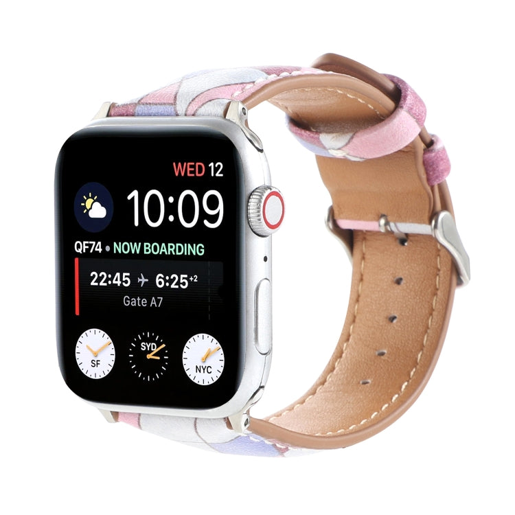 Marble Ethnic Style Printed Leather Watch Band For Apple Watch Series 9&8&7 41mm / SE 3&SE 2&6&SE&5&4 40mm / 3&2&1 38mm(Marble Pink) by bashfashion