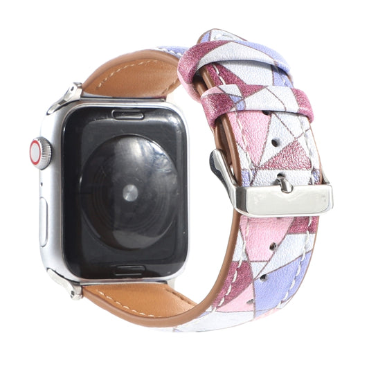 Marble Ethnic Style Printed Leather Watch Band For Apple Watch Series 9&8&7 41mm / SE 3&SE 2&6&SE&5&4 40mm / 3&2&1 38mm(Marble Pink) by bashfashion