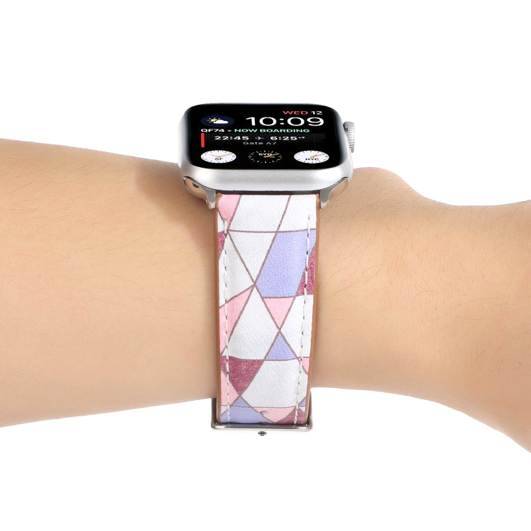 Marble Ethnic Style Printed Leather Watch Band For Apple Watch Series 9&8&7 41mm / SE 3&SE 2&6&SE&5&4 40mm / 3&2&1 38mm(Marble Pink) by bashfashion