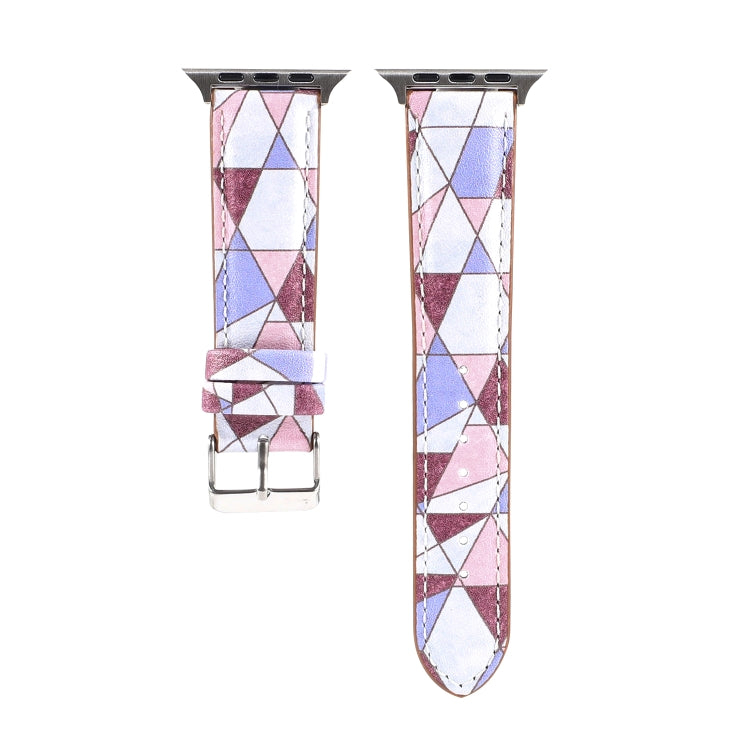 Marble Ethnic Style Printed Leather Watch Band For Apple Watch Series 9&8&7 41mm / SE 3&SE 2&6&SE&5&4 40mm / 3&2&1 38mm(Marble Pink) by bashfashion