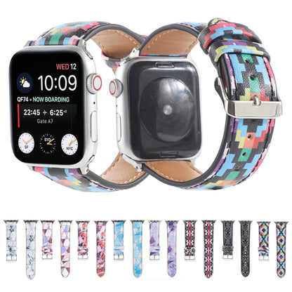 Marble Ethnic Style Printed Leather Watch Band For Apple Watch Series 9&8&7 41mm / SE 3&SE 2&6&SE&5&4 40mm / 3&2&1 38mm(Marble White) by bashfashion