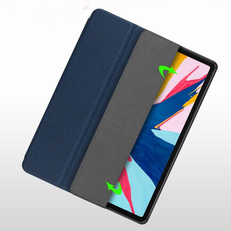 For iPad 10.2 Mutural YASHI Series TPU + PU Cloth Pattern Texture Horizontal Flip Leather Case with Three-folding Holder & Pen Slot & Wake-up / Sleep Function(Black) by Mutural