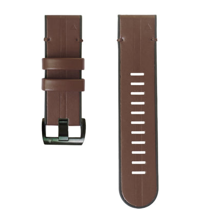 For Garmin Fenix 6X Silicone + Leather Quick Release Watch Band(Coffee) by bashfashion