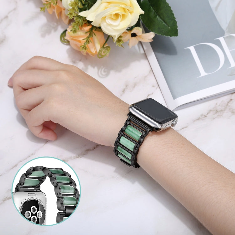 Emerald Stainless Steel Watch Band For Apple Watch Series 9&8&7 41mm / SE 3&SE 2&6&SE&5&4 40mm / 3&2&1 38mm(Black) by bashfashion