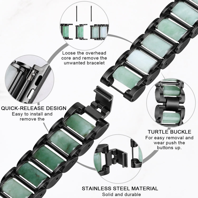 Emerald Stainless Steel Watch Band For Apple Watch Series 9&8&7 41mm / SE 3&SE 2&6&SE&5&4 40mm / 3&2&1 38mm(Black) by bashfashion