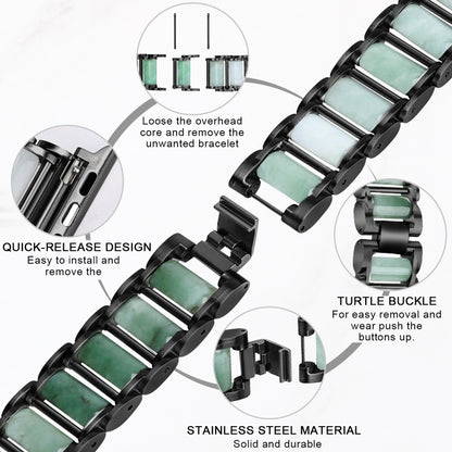 Emerald Stainless Steel Watch Band For Apple Watch Series 9&8&7 41mm / SE 3&SE 2&6&SE&5&4 40mm / 3&2&1 38mm(Black) by bashfashion