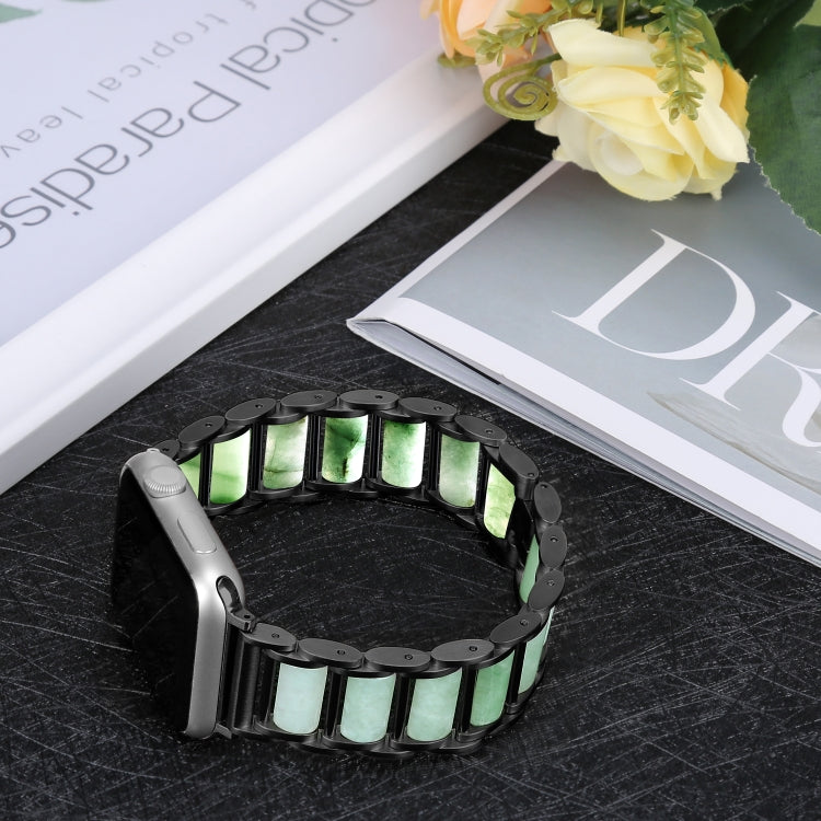 Emerald Stainless Steel Watch Band For Apple Watch Series 9&8&7 41mm / SE 3&SE 2&6&SE&5&4 40mm / 3&2&1 38mm(Black) by bashfashion