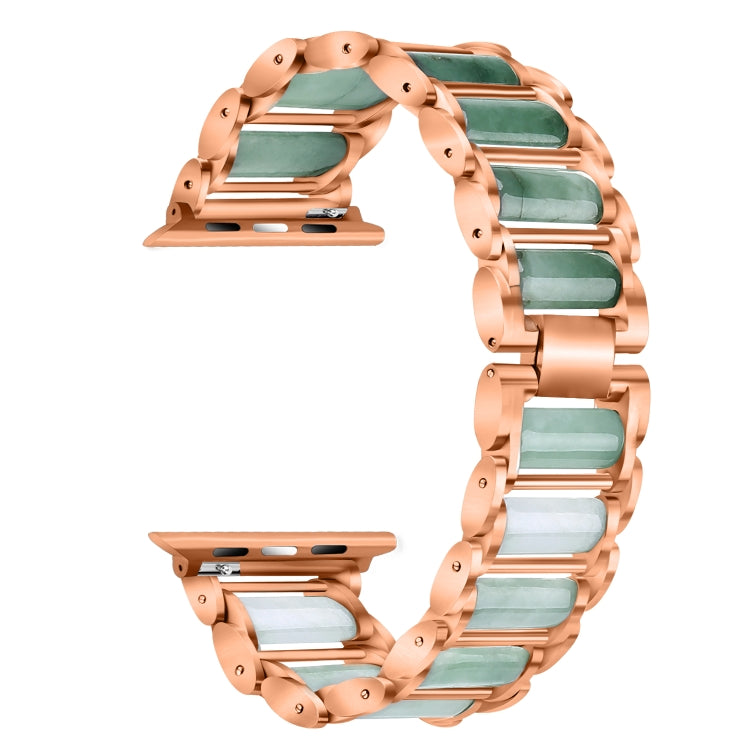 Emerald Stainless Steel Watch Band For Apple Watch Series 7 41mm / 6 & SE & 5 & 4 40mm / 3 & 2 & 1 38mm(Rose Gold) by bashfashion