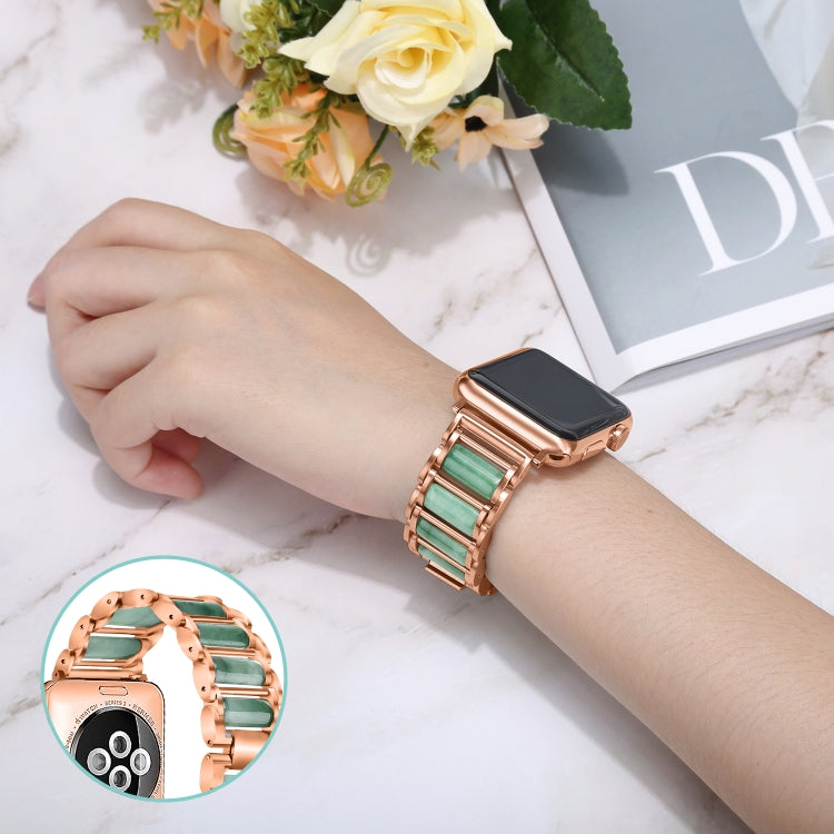 Emerald Stainless Steel Watch Band For Apple Watch Series 7 41mm / 6 & SE & 5 & 4 40mm / 3 & 2 & 1 38mm(Rose Gold) by bashfashion