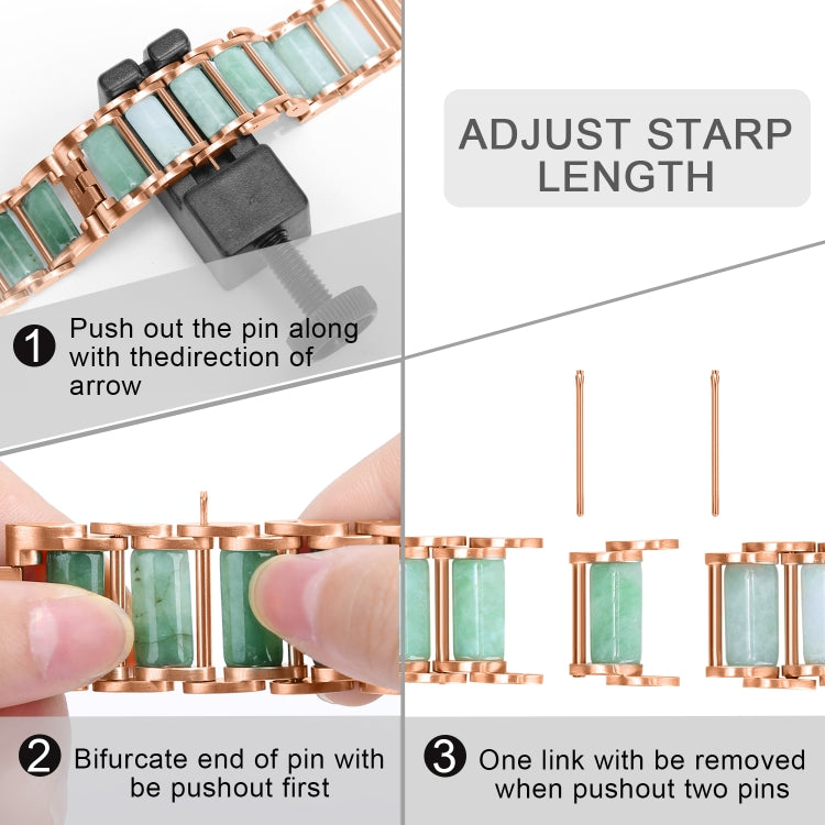 Emerald Stainless Steel Watch Band For Apple Watch Series 7 41mm / 6 & SE & 5 & 4 40mm / 3 & 2 & 1 38mm(Rose Gold) by bashfashion