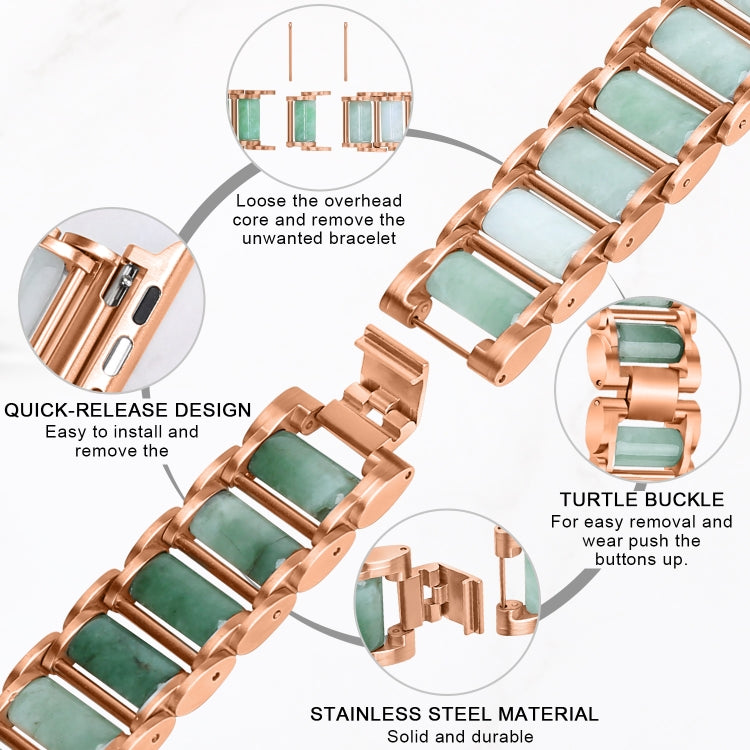 Emerald Stainless Steel Watch Band For Apple Watch Series 7 41mm / 6 & SE & 5 & 4 40mm / 3 & 2 & 1 38mm(Rose Gold) by bashfashion