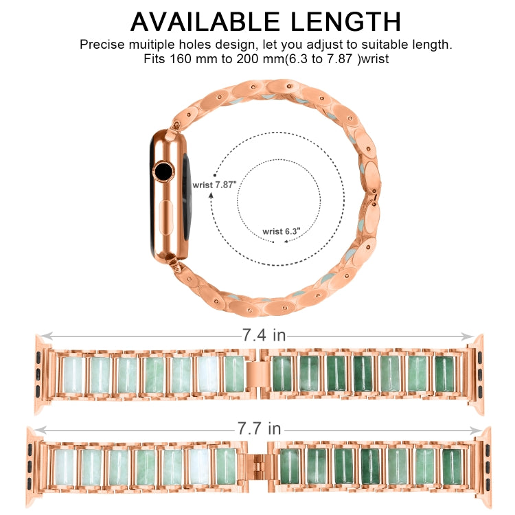 Emerald Stainless Steel Watch Band For Apple Watch Series 7 41mm / 6 & SE & 5 & 4 40mm / 3 & 2 & 1 38mm(Rose Gold) by bashfashion