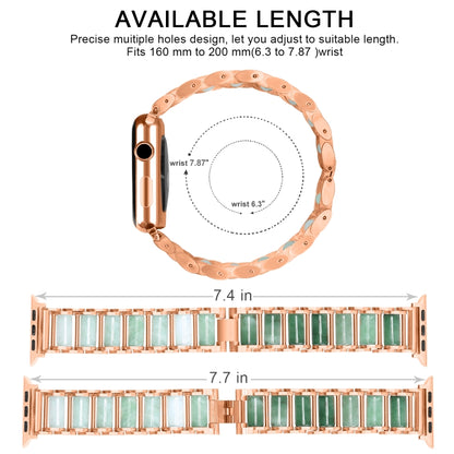 Emerald Stainless Steel Watch Band For Apple Watch Series 7 41mm / 6 & SE & 5 & 4 40mm / 3 & 2 & 1 38mm(Rose Gold) by bashfashion