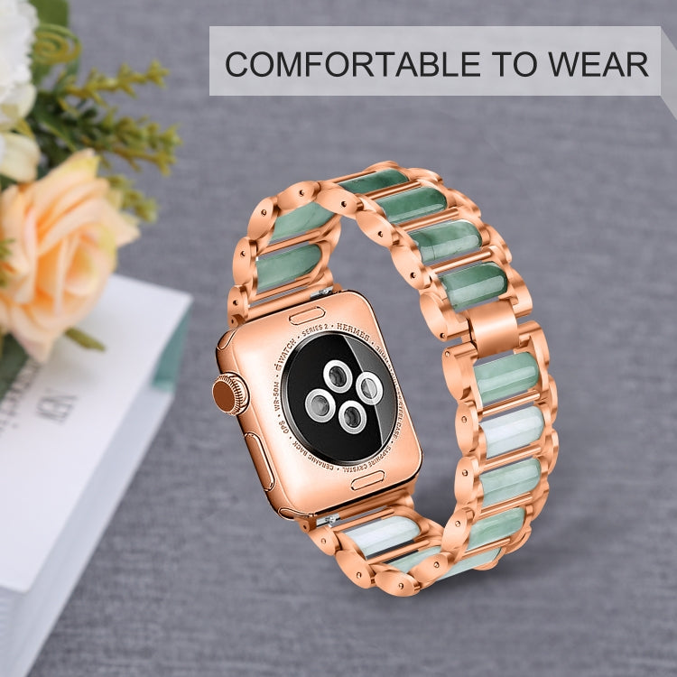 Emerald Stainless Steel Watch Band For Apple Watch Series 7 41mm / 6 & SE & 5 & 4 40mm / 3 & 2 & 1 38mm(Rose Gold) by bashfashion