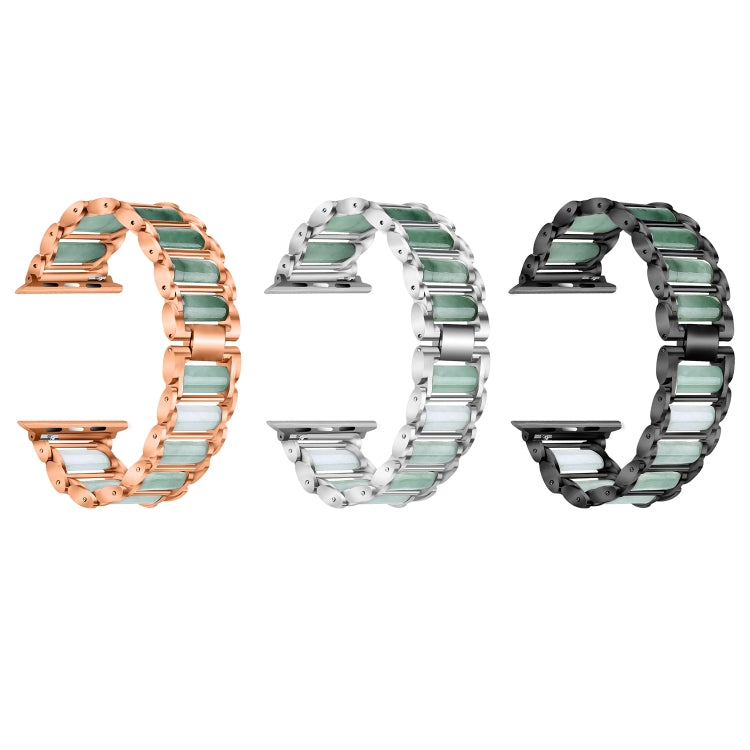 Emerald Stainless Steel Watch Band For Apple Watch Series 7 41mm / 6 & SE & 5 & 4 40mm / 3 & 2 & 1 38mm(Rose Gold) by bashfashion