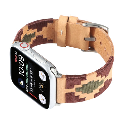 Woven Contrast Leather Watch Band For Apple Watch Ultra 49mm&Watch Ultra 2 49mm / Series 9&8&7 45mm / SE 3&SE 2&6&SE&5&4 44mm / 3&2&1 42mm(Light Brown) by bashfashion