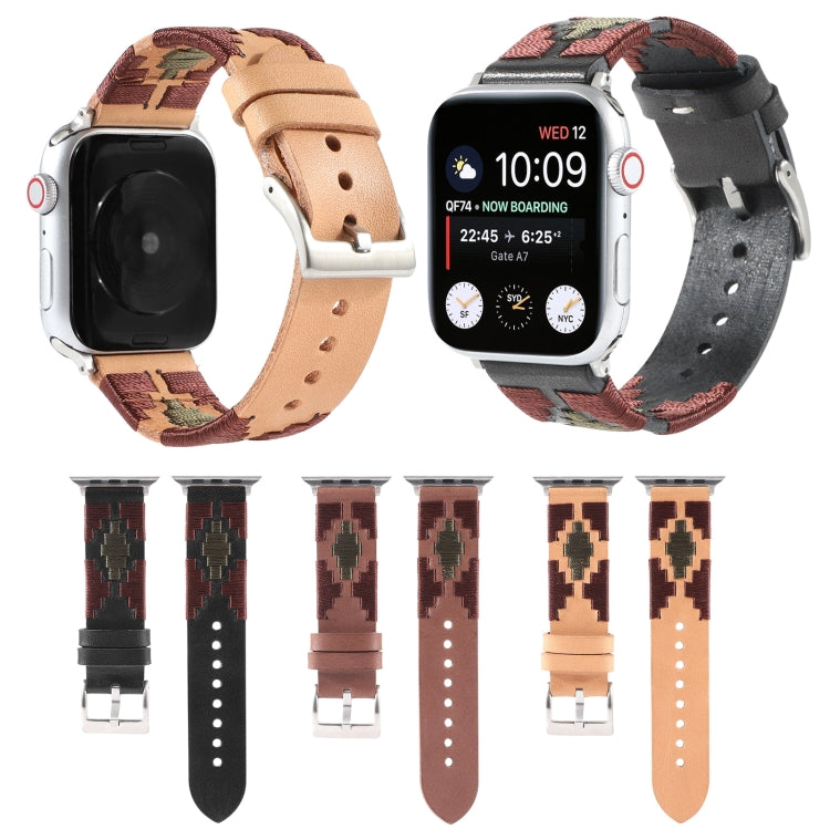 Woven Contrast Leather Watch Band For Apple Watch Ultra 49mm&Watch Ultra 2 49mm / Series 9&8&7 45mm / SE 3&SE 2&6&SE&5&4 44mm / 3&2&1 42mm(Light Brown) by bashfashion