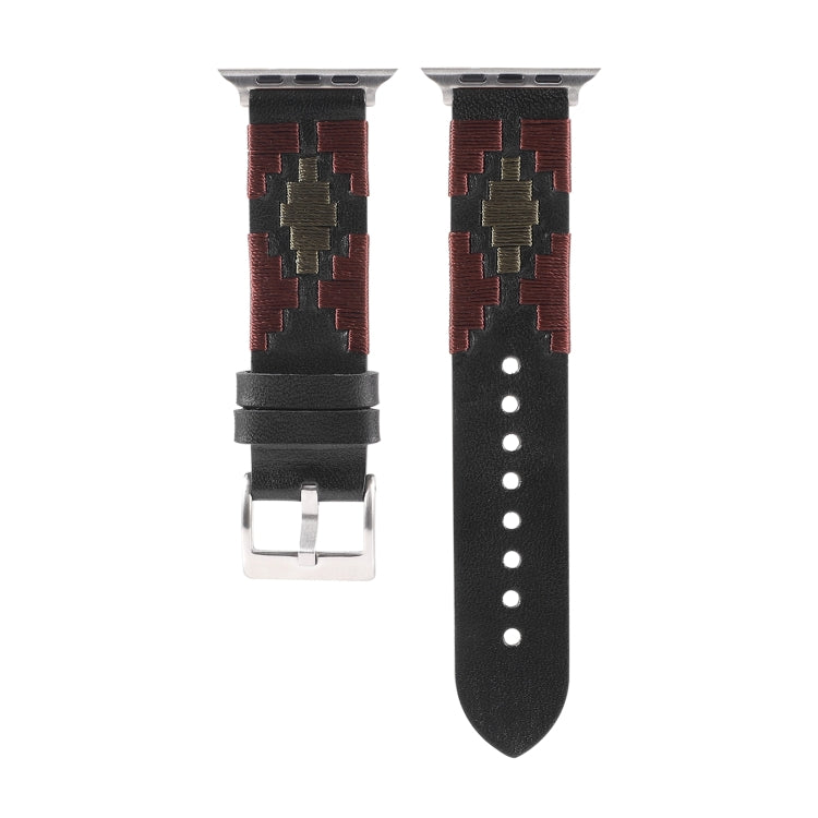 Woven Contrast Leather Watch Band For Apple Watch Series 9&8&7 41mm / SE 3&SE 2&6&SE&5&4 40mm / 3&2&1 38mm(Black) by bashfashion