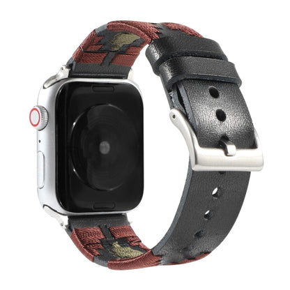 Woven Contrast Leather Watch Band For Apple Watch Series 9&8&7 41mm / SE 3&SE 2&6&SE&5&4 40mm / 3&2&1 38mm(Black) by bashfashion