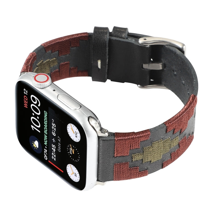 Woven Contrast Leather Watch Band For Apple Watch Series 9&8&7 41mm / SE 3&SE 2&6&SE&5&4 40mm / 3&2&1 38mm(Black) by bashfashion