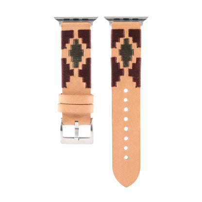 Woven Contrast Leather Watch Band For Apple Watch Series 9&8&7 41mm / SE 3&SE 2&6&SE&5&4 40mm / 3&2&1 38mm(Light Brown) by bashfashion