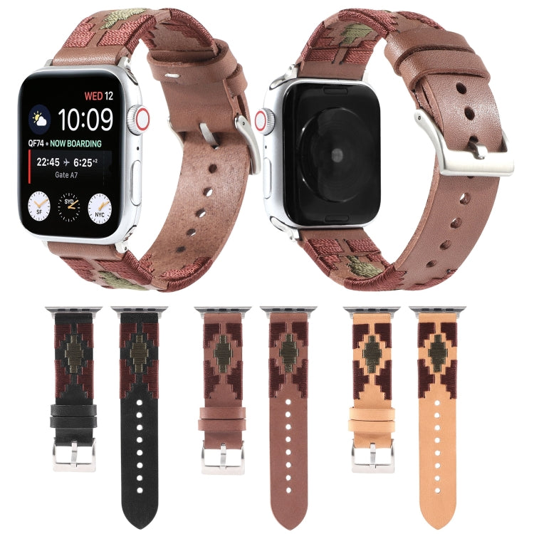 Woven Contrast Leather Watch Band For Apple Watch Series 9&8&7 41mm / SE 3&SE 2&6&SE&5&4 40mm / 3&2&1 38mm(Black) by bashfashion