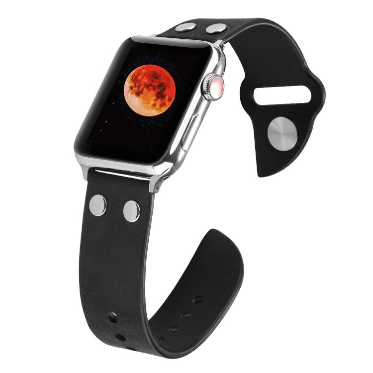 Leather Knife Watch Band For Apple Watch Ultra 49mm&Watch Ultra 2 49mm / Series 9&8&7 45mm / SE 3&SE 2&6&SE&5&4 44mm / 3&2&1 42mm(Black) by bashfashion