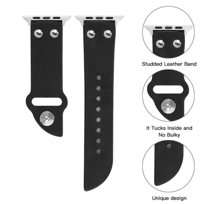 Leather Knife Watch Band For Apple Watch Ultra 49mm&Watch Ultra 2 49mm / Series 9&8&7 45mm / SE 3&SE 2&6&SE&5&4 44mm / 3&2&1 42mm(Black) by bashfashion