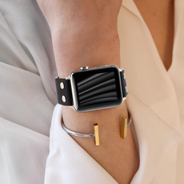 Leather Knife Watch Band For Apple Watch Ultra 49mm&Watch Ultra 2 49mm / Series 9&8&7 45mm / SE 3&SE 2&6&SE&5&4 44mm / 3&2&1 42mm(Black) by bashfashion