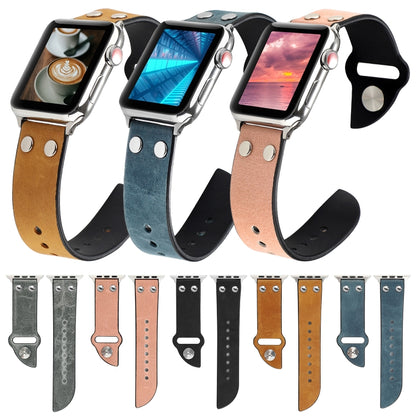 Leather Knife Watch Band For Apple Watch Ultra 49mm&Watch Ultra 2 49mm / Series 9&8&7 45mm / SE 3&SE 2&6&SE&5&4 44mm / 3&2&1 42mm(Black) by bashfashion