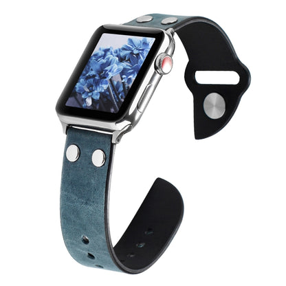 Leather Knife Watch Band For Apple Watch Series 9&8&7 41mm / SE 3&SE 2&6&SE&5&4 40mm / 3&2&1 38mm(Navy Blue) by bashfashion