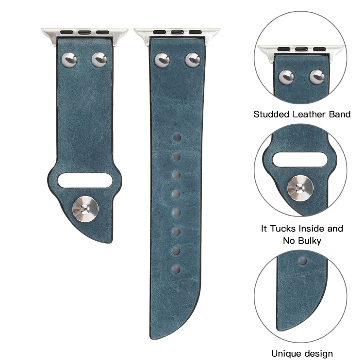 Leather Knife Watch Band For Apple Watch Series 9&8&7 41mm / SE 3&SE 2&6&SE&5&4 40mm / 3&2&1 38mm(Navy Blue) by bashfashion