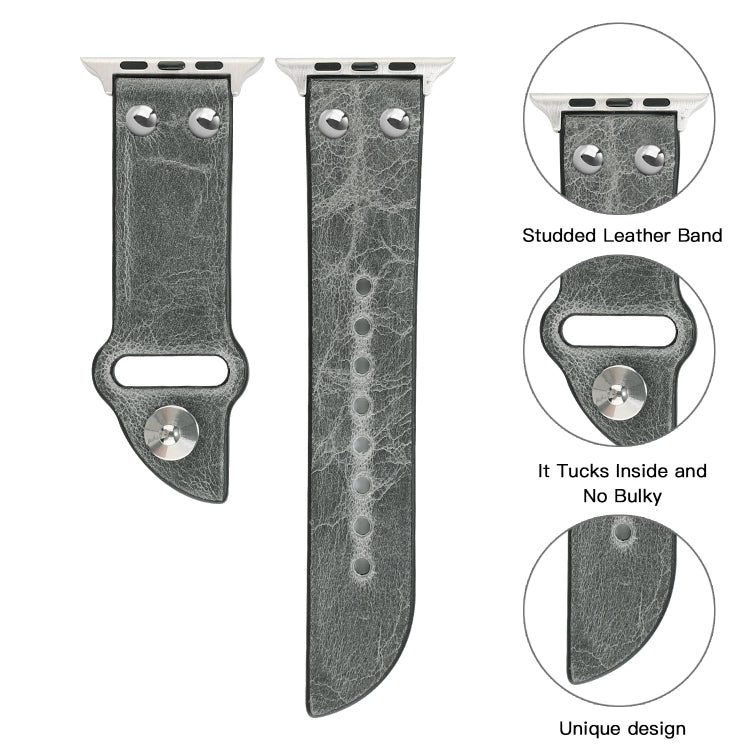 Leather Knife Watch Band For Apple Watch Series 9&8&7 41mm / SE 3&SE 2&6&SE&5&4 40mm / 3&2&1 38mm(Grey) by bashfashion