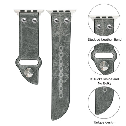 Leather Knife Watch Band For Apple Watch Series 9&8&7 41mm / SE 3&SE 2&6&SE&5&4 40mm / 3&2&1 38mm(Grey) by bashfashion