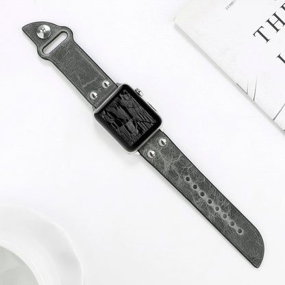 Leather Knife Watch Band For Apple Watch Series 9&8&7 41mm / SE 3&SE 2&6&SE&5&4 40mm / 3&2&1 38mm(Grey) by bashfashion