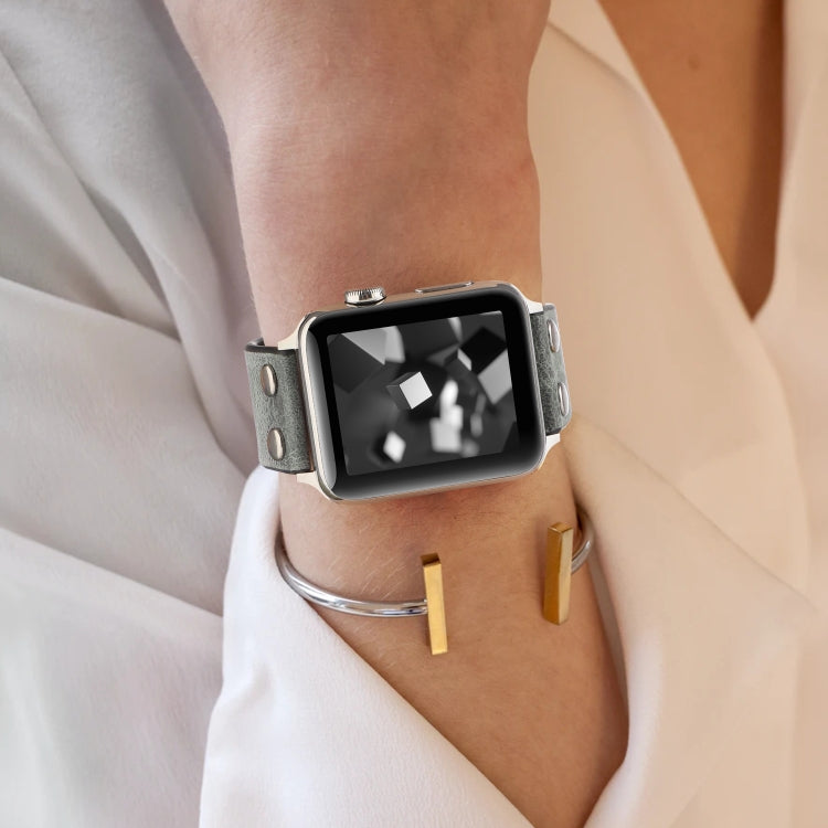 Leather Knife Watch Band For Apple Watch Series 9&8&7 41mm / SE 3&SE 2&6&SE&5&4 40mm / 3&2&1 38mm(Grey) by bashfashion