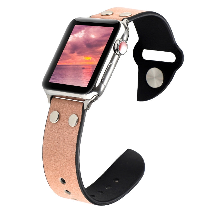 Leather Knife Watch Band For Apple Watch Series 9&8&7 41mm / SE 3&SE 2&6&SE&5&4 40mm / 3&2&1 38mm(Pink) by bashfashion