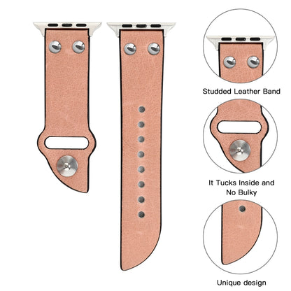 Leather Knife Watch Band For Apple Watch Series 9&8&7 41mm / SE 3&SE 2&6&SE&5&4 40mm / 3&2&1 38mm(Pink) by bashfashion