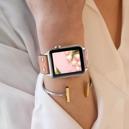 Leather Knife Watch Band For Apple Watch Series 9&8&7 41mm / SE 3&SE 2&6&SE&5&4 40mm / 3&2&1 38mm(Pink) by bashfashion