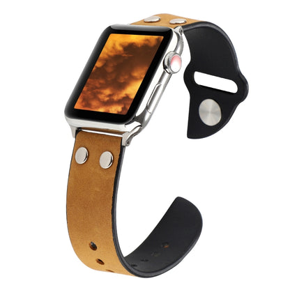 Leather Knife Watch Band For Apple Watch Series 9&8&7 41mm / SE 3&SE 2&6&SE&5&4 40mm / 3&2&1 38mm(Brown) by bashfashion