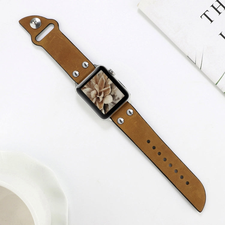 Leather Knife Watch Band For Apple Watch Series 9&8&7 41mm / SE 3&SE 2&6&SE&5&4 40mm / 3&2&1 38mm(Brown) by bashfashion