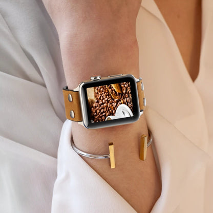 Leather Knife Watch Band For Apple Watch Series 9&8&7 41mm / SE 3&SE 2&6&SE&5&4 40mm / 3&2&1 38mm(Brown) by bashfashion