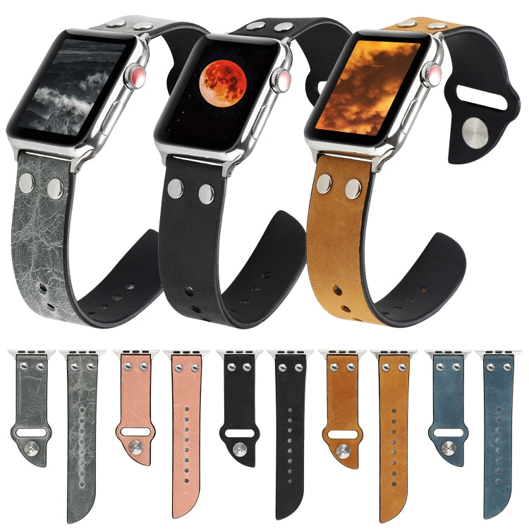 Leather Knife Watch Band For Apple Watch Series 9&8&7 41mm / SE 3&SE 2&6&SE&5&4 40mm / 3&2&1 38mm(Navy Blue) by bashfashion