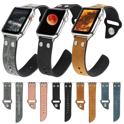 Leather Knife Watch Band For Apple Watch Series 9&8&7 41mm / SE 3&SE 2&6&SE&5&4 40mm / 3&2&1 38mm(Pink) by bashfashion