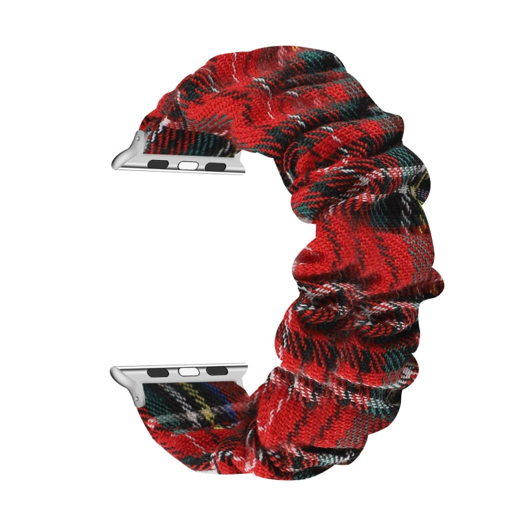 Checked Hair Tie Watch Band For Apple Watch Ultra 49mm&Watch Ultra 2 49mm / Series 9&8&7 45mm / SE 3&SE 2&6&SE&5&4 44mm / 3&2&1 42mm(Red) by bashfashion