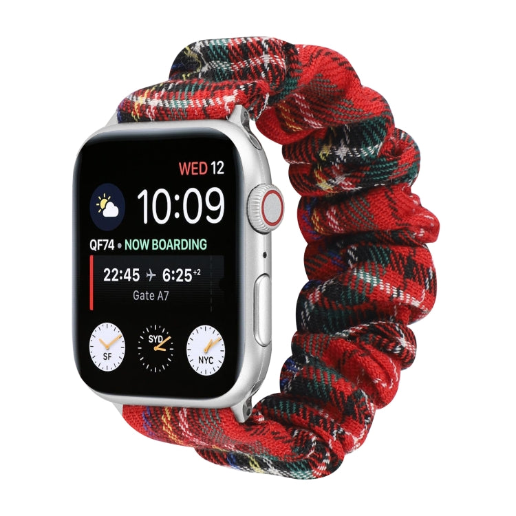 Checked Hair Tie Watch Band For Apple Watch Ultra 49mm&Watch Ultra 2 49mm / Series 9&8&7 45mm / SE 3&SE 2&6&SE&5&4 44mm / 3&2&1 42mm(Red) by bashfashion