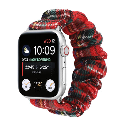 Checked Hair Tie Watch Band For Apple Watch Ultra 49mm&Watch Ultra 2 49mm / Series 9&8&7 45mm / SE 3&SE 2&6&SE&5&4 44mm / 3&2&1 42mm(Red) by bashfashion